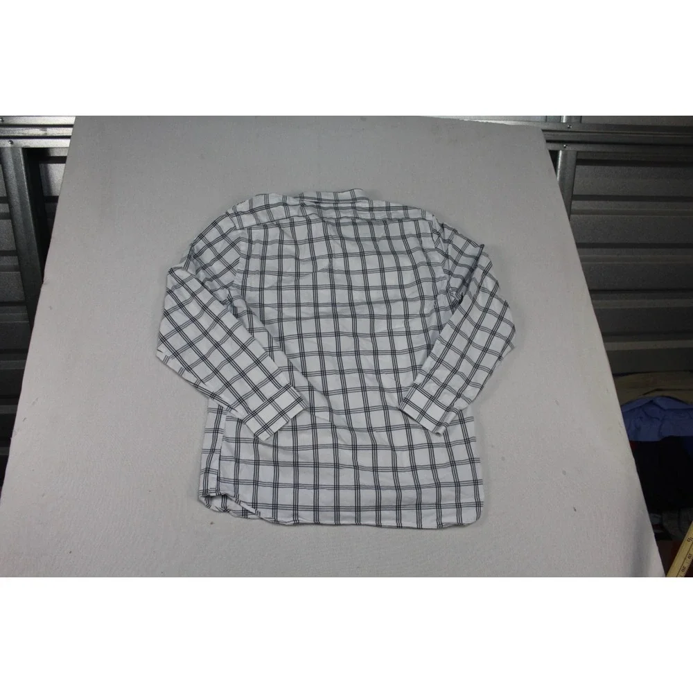 Banana Republic Button Down Mens L White Excellent Slim Fit Plaid Shirt
